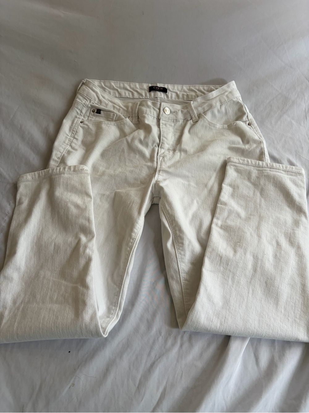 Curve Appeal White Straight Leg Jeans Women’s Size 10 Stretch Denim